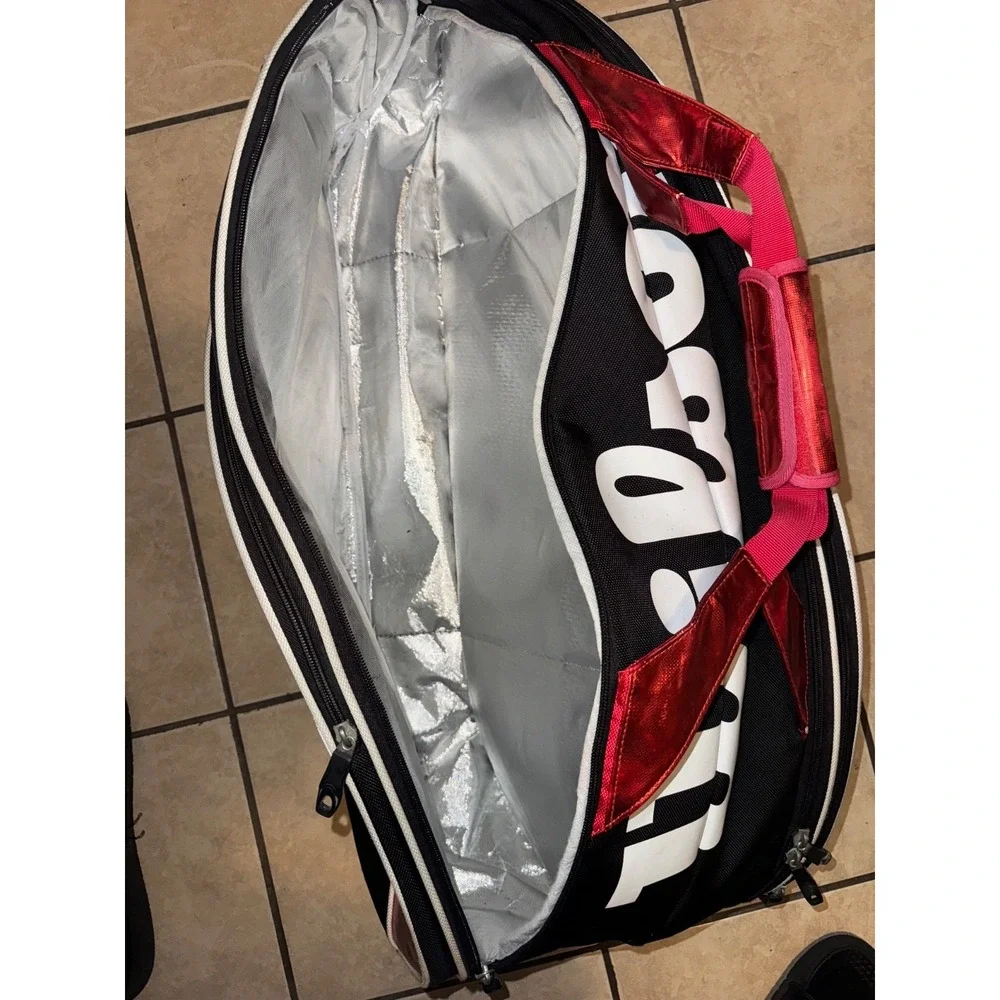 Wilson Federer Team 6+ Tennis Racket Bag Red Black Insulated Backpack Racquet Ba
